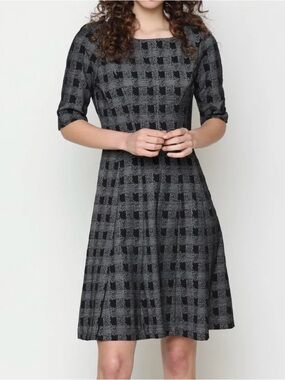 CHAPS Black & Gray Check womens size XL Dress